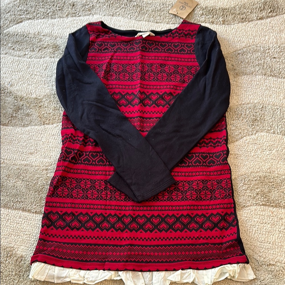 Charming!! Lands’ End Red and Black Patterned Dress